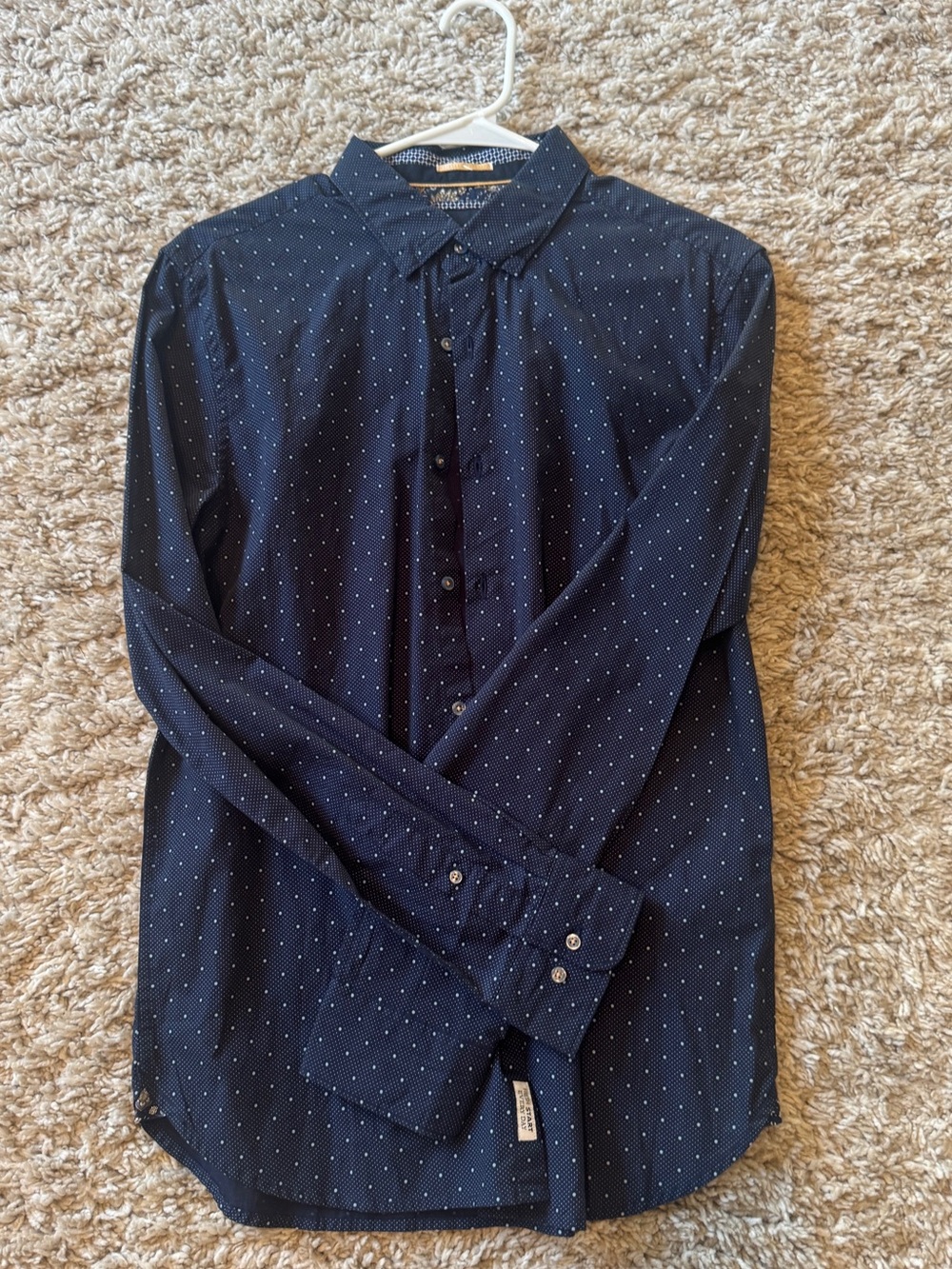 Denim & Flower Navy Blue Dot-Print Button-Down Shirt